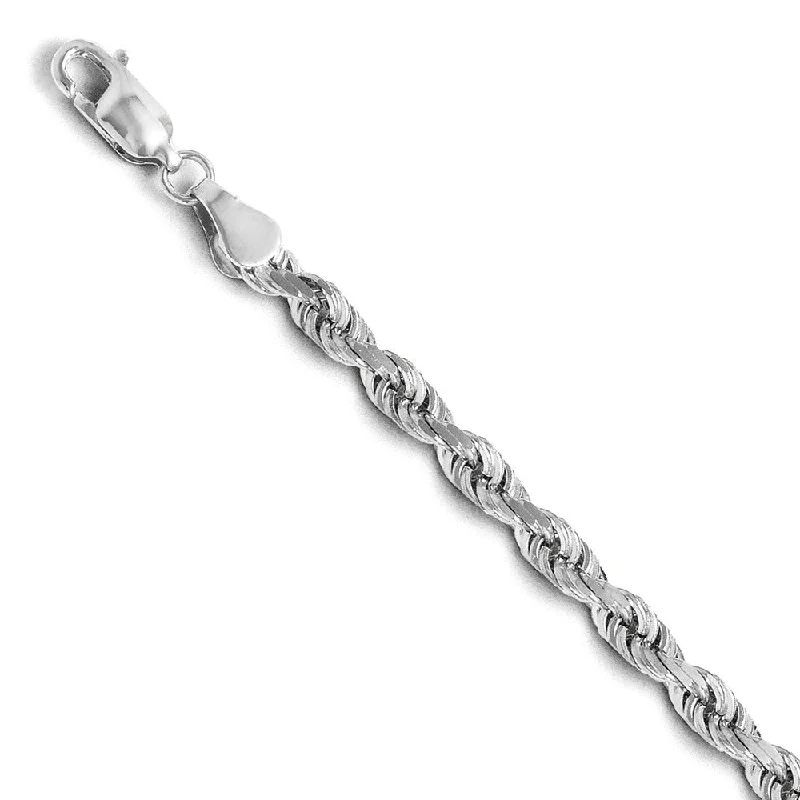 Don't Miss Out On Jaw-Dropping Jewelry Discounts 4mm 14k White Gold Solid Diamond Cut Rope Chain Bracelet, 8 Inch Don't Miss Out On Jaw-Dropping Jewelry Discounts 4mm 14k White Gold Solid Diamond Cut Rope Chain Bracelet, 8 Inch