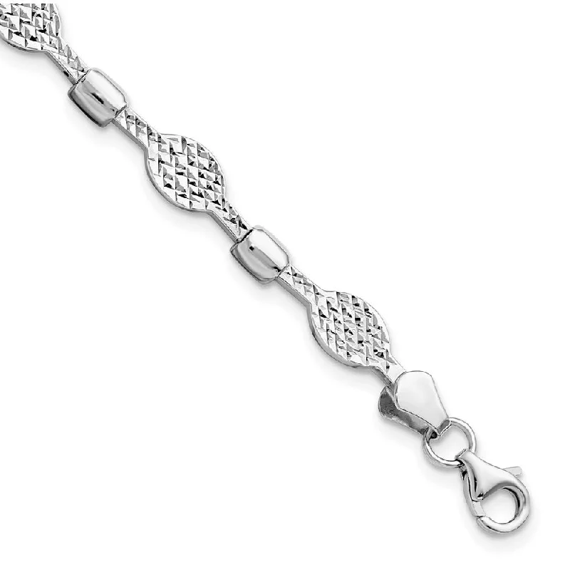 Grab Your Dream Jewelry At The Lowest Prices 5mm Diamond Cut Link Bracelet in 14k White Gold, 7 Inch Grab Your Dream Jewelry At The Lowest Prices 5mm Diamond Cut Link Bracelet in 14k White Gold, 7 Inch