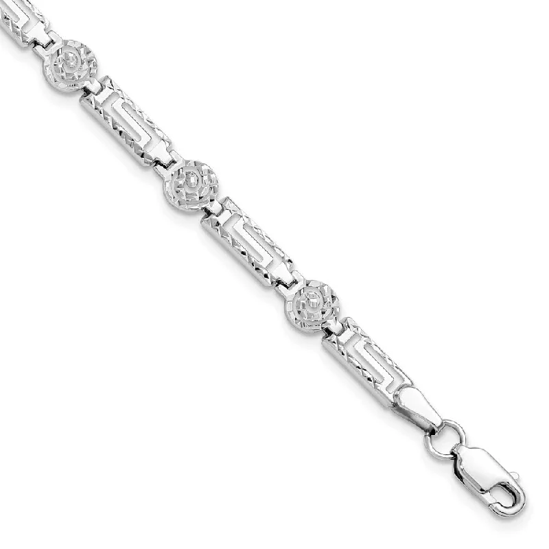 Shop Dazzling Jewelry At The Best Prices 6mm Diamond Cut Spiral Link Bracelet in 14k White Gold, 7 Inch Shop Dazzling Jewelry At The Best Prices 6mm Diamond Cut Spiral Link Bracelet in 14k White Gold, 7 Inch