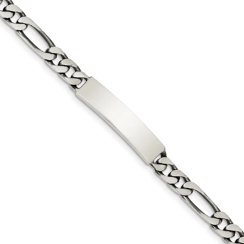Bestselling Jewelry At Special Promotional Rates 7mm Antiqued Sterling Silver Engravable Figaro Link I.D. Bracelet Bestselling Jewelry At Special Promotional Rates 7mm Antiqued Sterling Silver Engravable Figaro Link I.D. Bracelet