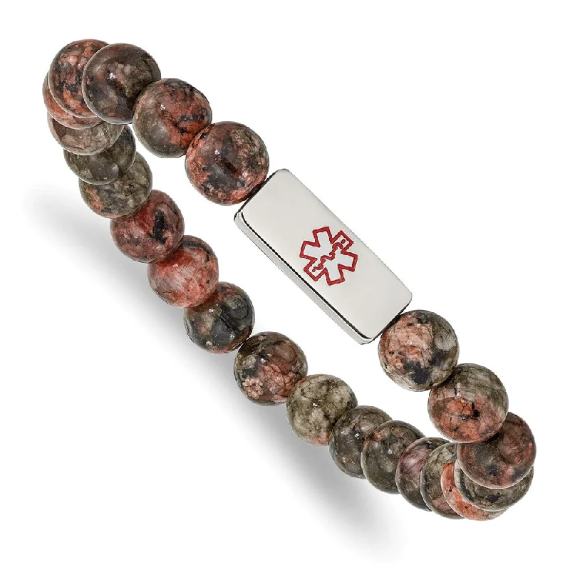 Jewelry Clearance Event – Stock Up Before It's Over 8.5mm Stainless Steel Jasper Bead Enamel Medical I.D. Stretch Bracelet Jewelry Clearance Event – Stock Up Before It's Over 8.5mm Stainless Steel Jasper Bead Enamel Medical I.D. Stretch Bracelet