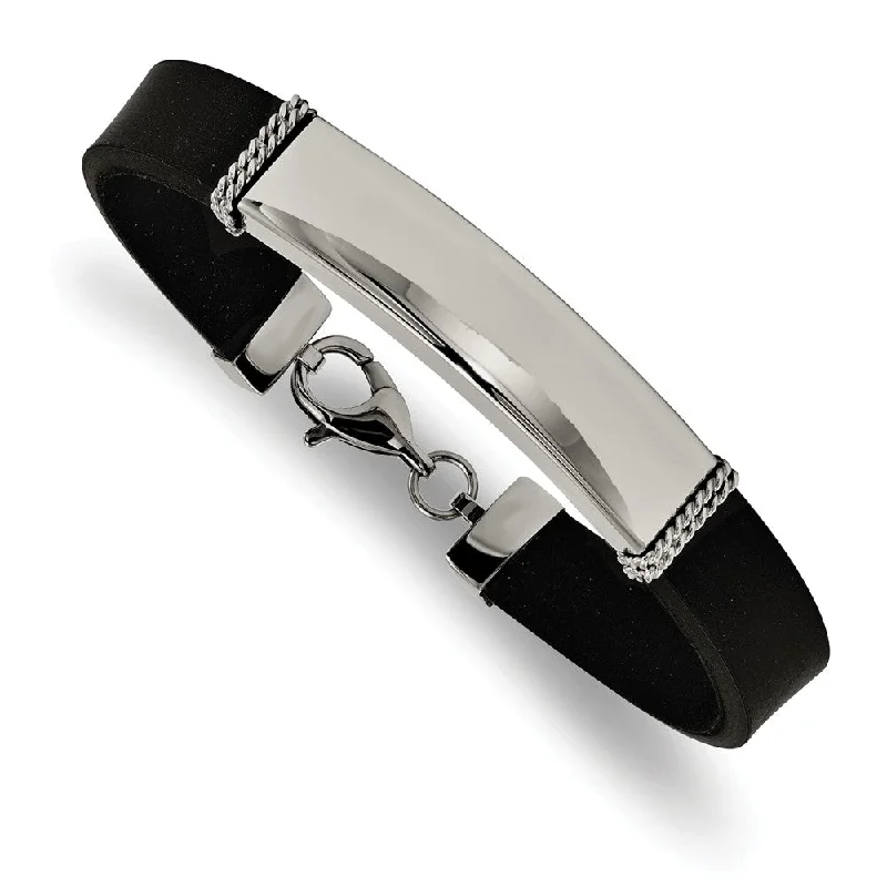 Limited-Time Offer On Elegant Jewelry Pieces 9mm Black Rubber & Stainless Steel I.D. Bracelet, 7.25 Inch Limited-Time Offer On Elegant Jewelry Pieces 9mm Black Rubber & Stainless Steel I.D. Bracelet, 7.25 Inch