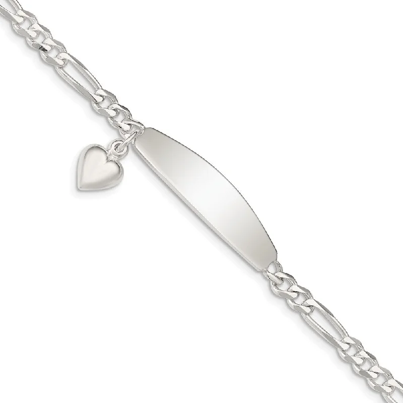 Breathtaking Jewelry At Limited-Time Savings 9mm Sterling Silver Heart Charm Figaro Link I.D. Bracelet, 7 Inch Breathtaking Jewelry At Limited-Time Savings 9mm Sterling Silver Heart Charm Figaro Link I.D. Bracelet, 7 Inch