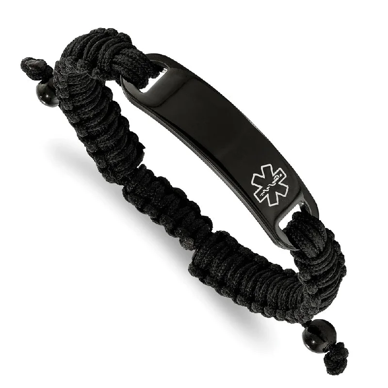 Premium Jewelry, Premium Discounts – Act Fast Black Plated Stainless Steel & Nylon Medical I.D. Bracelet, 7.5-9.5 In Premium Jewelry, Premium Discounts – Act Fast Black Plated Stainless Steel & Nylon Medical I.D. Bracelet, 7.5-9.5 In