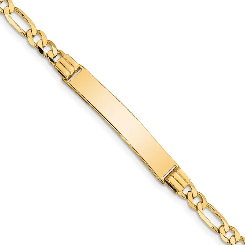 Chic And Stylish Jewelry At Exclusive Prices Ladies 14k Yellow Gold Solid Figaro I.D. Bracelet, 7 Inch Chic And Stylish Jewelry At Exclusive Prices Ladies 14k Yellow Gold Solid Figaro I.D. Bracelet, 7 Inch