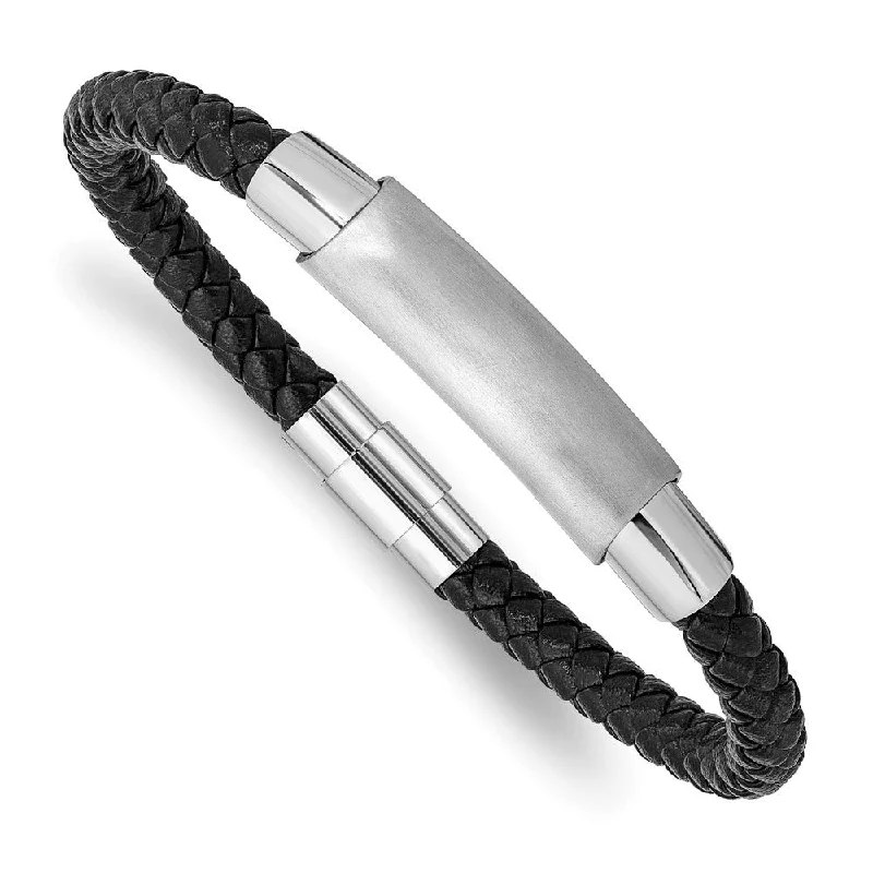 Exclusive Gemstone Jewelry Markdowns – Shop Now Stainless Steel & Braided Black Leather Tube Bracelet, 8.25 Inch Exclusive Gemstone Jewelry Markdowns – Shop Now Stainless Steel & Braided Black Leather Tube Bracelet, 8.25 Inch