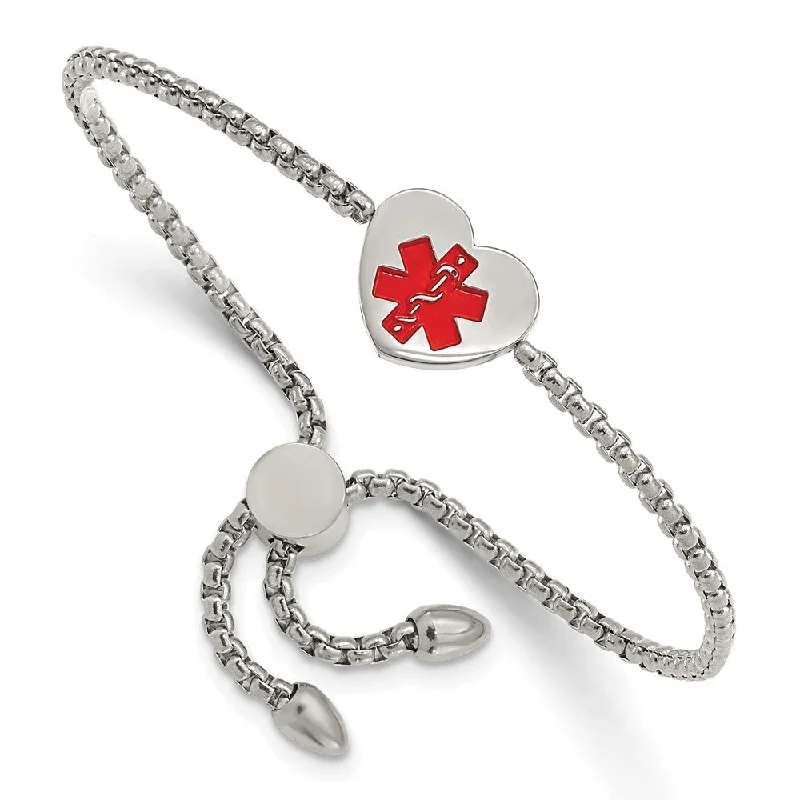 Exclusive Online Discounts On Stylish Jewelry Stainless Steel, Enamel Heart Medical I.D. Adjustable Bracelet, 8.5 In Exclusive Online Discounts On Stylish Jewelry Stainless Steel, Enamel Heart Medical I.D. Adjustable Bracelet, 8.5 In