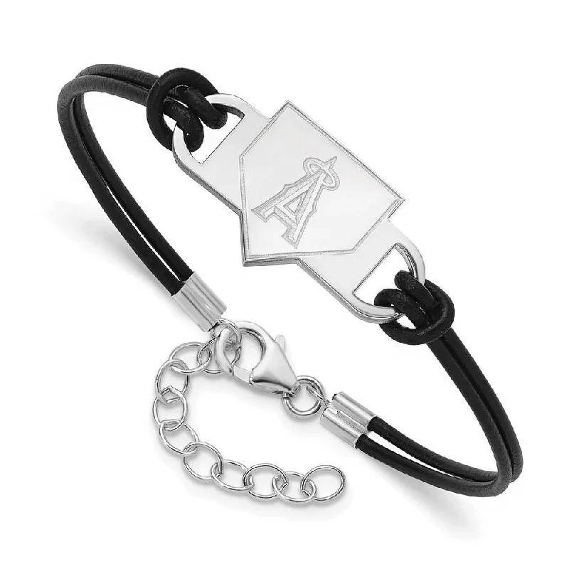 Last Chance To Grab Your Favorite Jewelry At A Discount Sterling Silver MLB Los Angeles Angels Homeplate Leather Bracelet 7 In Last Chance To Grab Your Favorite Jewelry At A Discount Sterling Silver MLB Los Angeles Angels Homeplate Leather Bracelet 7 In