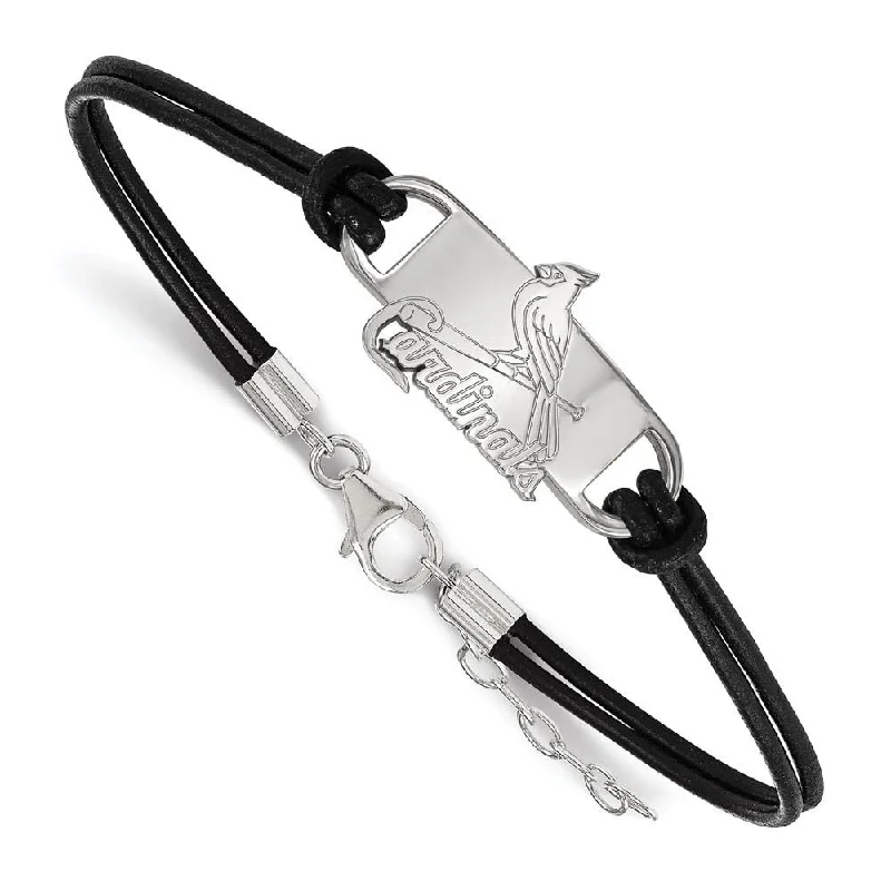 Best Jewelry Sale – Shop Exclusive Designs Now Sterling Silver Rhod-Plated MLB Cardinals Leather Bracelet, 7 In Best Jewelry Sale – Shop Exclusive Designs Now Sterling Silver Rhod-Plated MLB Cardinals Leather Bracelet, 7 In