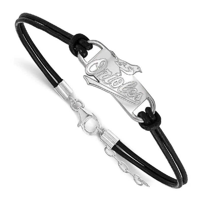 Timeless Elegance At Unbelievable Discounts Sterling Silver Rhodium MLB Baltimore Orioles Leather Bracelet, 7 Inch Timeless Elegance At Unbelievable Discounts Sterling Silver Rhodium MLB Baltimore Orioles Leather Bracelet, 7 Inch