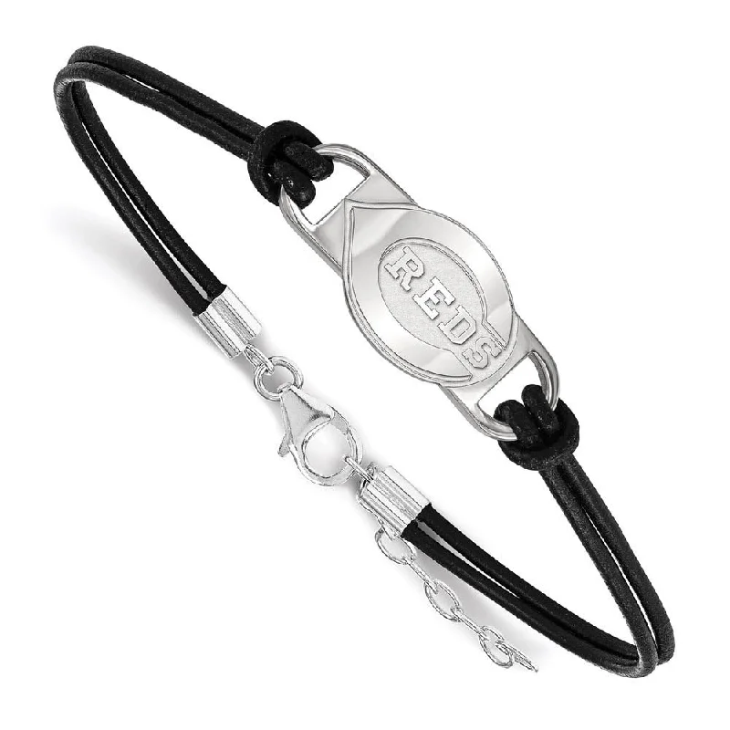 The Perfect Accessory For Less – Jewelry Sale Live Sterling Silver Rhodium MLB Cincinnati Reds Leather Bracelet, 7 Inch The Perfect Accessory For Less – Jewelry Sale Live Sterling Silver Rhodium MLB Cincinnati Reds Leather Bracelet, 7 Inch