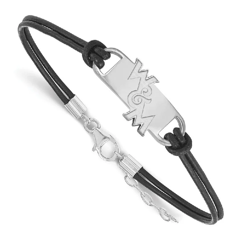 Waterproof Stainless Steel Jewelry For Lasting Beauty Sterling Silver Rhodium Plated William & Mary Leather Adj. Bracelet Waterproof Stainless Steel Jewelry For Lasting Beauty Sterling Silver Rhodium Plated William & Mary Leather Adj. Bracelet