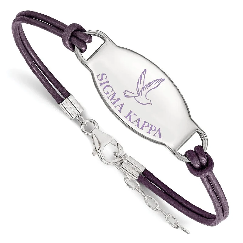 Timeless Elegance, Temporary Discounts – Act Fast Sterling Silver Sigma Kappa Enamel Purple Leather Bracelet - 7 in. Timeless Elegance, Temporary Discounts – Act Fast Sterling Silver Sigma Kappa Enamel Purple Leather Bracelet - 7 in.