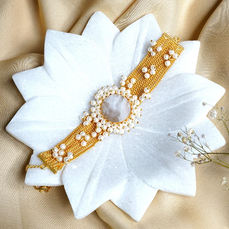 Exclusive Online Jewelry Sale – Don't Wait Teejh Eiravathi white Studded layered chain pearl bracelet Exclusive Online Jewelry Sale – Don't Wait Teejh Eiravathi white Studded layered chain pearl bracelet