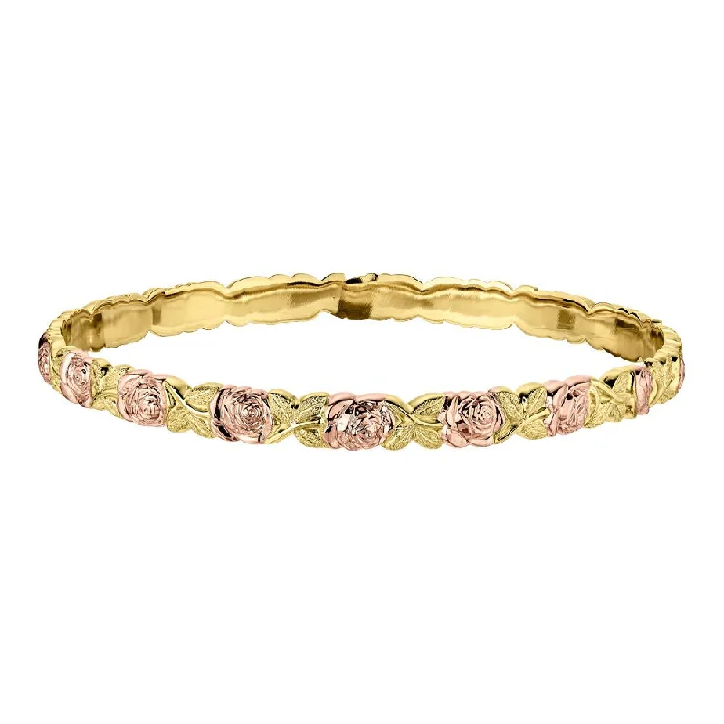 Flash Deals On Fine Jewelry – Shop Before It's Gone 14k Two-Tone Carved Roses & Leaves Bangle Bracelet Flash Deals On Fine Jewelry – Shop Before It's Gone 14k Two-Tone Carved Roses & Leaves Bangle Bracelet