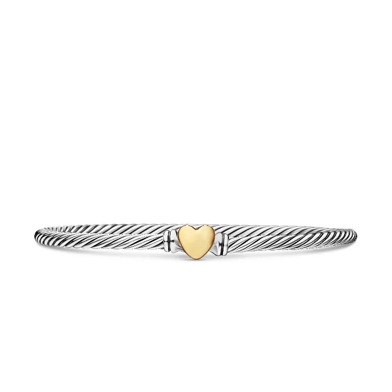 Everyday Jewelry Essentials Now On Sale Cable Collectibles® Heart Bracelet in Sterling Silver with 18K Yellow Gold\, 3mm Everyday Jewelry Essentials Now On Sale Cable Collectibles® Heart Bracelet in Sterling Silver with 18K Yellow Gold\, 3mm