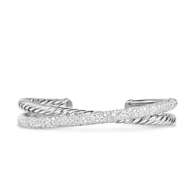 Exclusive Jewelry Sale – Limited-Time Discounts Crossover Two Row Cuff Bracelet in Sterling Silver with Diamonds\, 11mm Exclusive Jewelry Sale – Limited-Time Discounts Crossover Two Row Cuff Bracelet in Sterling Silver with Diamonds\, 11mm
