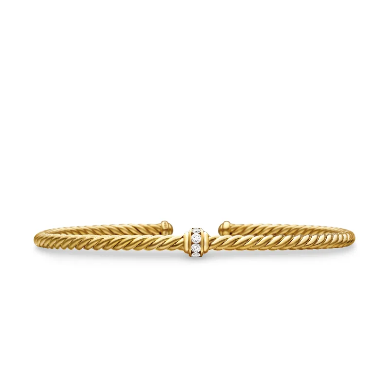 Limited-Stock Jewelry Sale – Once It's Gone, It's Gone Classic Cablespira® Station Bracelet in 18K Yellow Gold with Diamonds\, 3mm Limited-Stock Jewelry Sale – Once It's Gone, It's Gone Classic Cablespira® Station Bracelet in 18K Yellow Gold with Diamonds\, 3mm