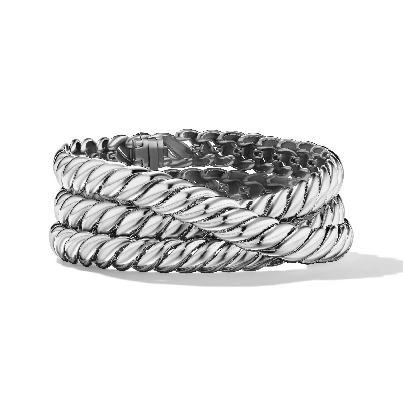 Premium Jewelry Now Available At Special Discounts Sculpted Cable Triple Wrap Bracelet in Sterling Silver\, 8.5mm Premium Jewelry Now Available At Special Discounts Sculpted Cable Triple Wrap Bracelet in Sterling Silver\, 8.5mm