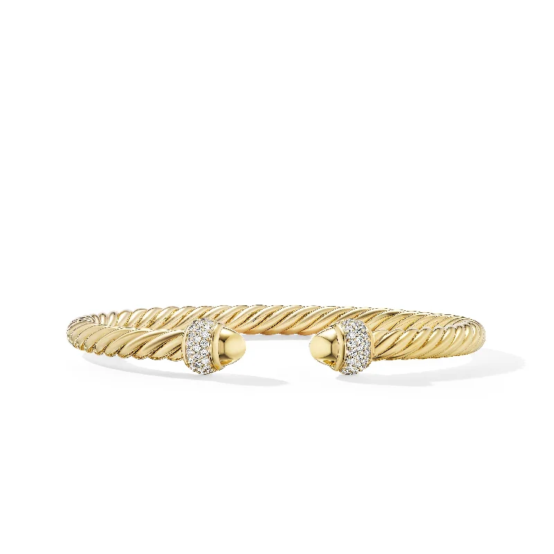 Breathtaking Jewelry, Breathtaking Prices Cable Bracelet in 18K Yellow Gold with Diamonds\, 5mm Breathtaking Jewelry, Breathtaking Prices Cable Bracelet in 18K Yellow Gold with Diamonds\, 5mm