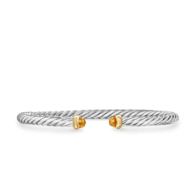 Best Jewelry Sale – Shop Exclusive Designs Now Cable Flex Bracelet in Sterling Silver with 14K Yellow Gold and Citrine\, 4mm Best Jewelry Sale – Shop Exclusive Designs Now Cable Flex Bracelet in Sterling Silver with 14K Yellow Gold and Citrine\, 4mm