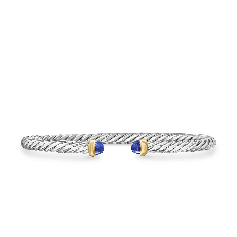 Affordable Luxury Jewelry – Style At A Great Price Cable Flex Bracelet in Sterling Silver with 14K Yellow Gold and Lapis Lazuli\, 4mm Affordable Luxury Jewelry – Style At A Great Price Cable Flex Bracelet in Sterling Silver with 14K Yellow Gold and Lapis Lazuli\, 4mm