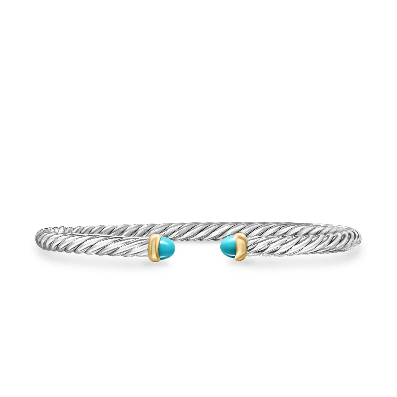 Don't Miss Out On Jaw-Dropping Jewelry Discounts Cable Flex Bracelet in Sterling Silver with 14K Yellow Gold and Turquoise\, 4mm Don't Miss Out On Jaw-Dropping Jewelry Discounts Cable Flex Bracelet in Sterling Silver with 14K Yellow Gold and Turquoise\, 4mm