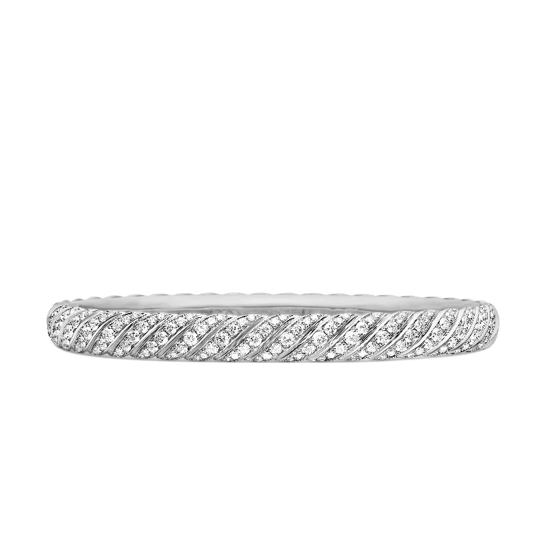 Trending Jewelry Now At Unbeatable Prices Sculpted Cable Bangle Bracelet in 18K White Gold with Diamonds\, 6.2mm Trending Jewelry Now At Unbeatable Prices Sculpted Cable Bangle Bracelet in 18K White Gold with Diamonds\, 6.2mm