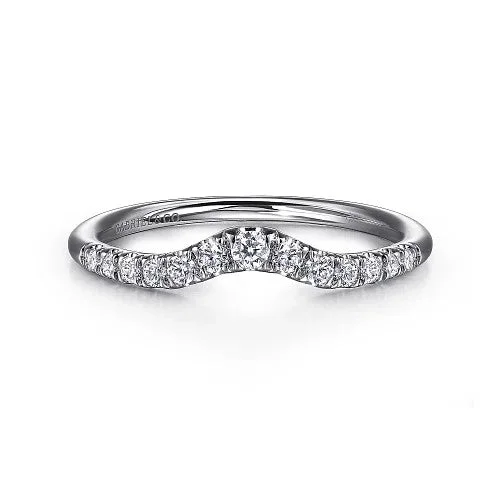 Shop Dazzling Jewelry At The Best Prices Chambery - Curved 14K White Gold French Pave Diamond Wedding Band - 0.25 ct Shop Dazzling Jewelry At The Best Prices Chambery - Curved 14K White Gold French Pave Diamond Wedding Band - 0.25 ct