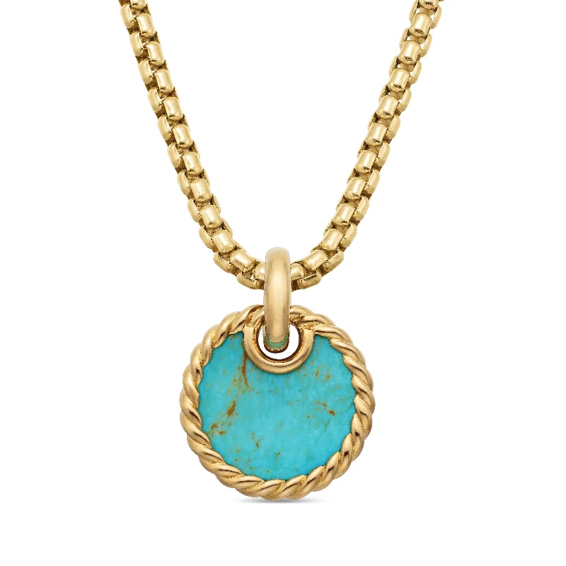Exclusive Jewelry Offers – Shine For Less DY Elements® Disc Pendant in 18K Yellow Gold with Turquoise\, 15.5mm Exclusive Jewelry Offers – Shine For Less DY Elements® Disc Pendant in 18K Yellow Gold with Turquoise\, 15.5mm