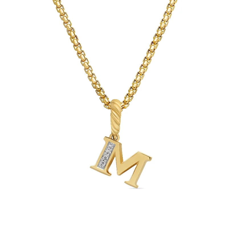 Luxury Jewelry At Unbeatable Discounts Pavé Initial Pendant in 18K Yellow Gold with Diamond M Luxury Jewelry At Unbeatable Discounts Pavé Initial Pendant in 18K Yellow Gold with Diamond M