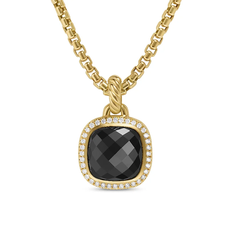 Sparkle For Less – Shop Jewelry Deals Now Albion® Pendant in 18K Yellow Gold with Black Onyx and Diamonds\, 11mm Sparkle For Less – Shop Jewelry Deals Now Albion® Pendant in 18K Yellow Gold with Black Onyx and Diamonds\, 11mm