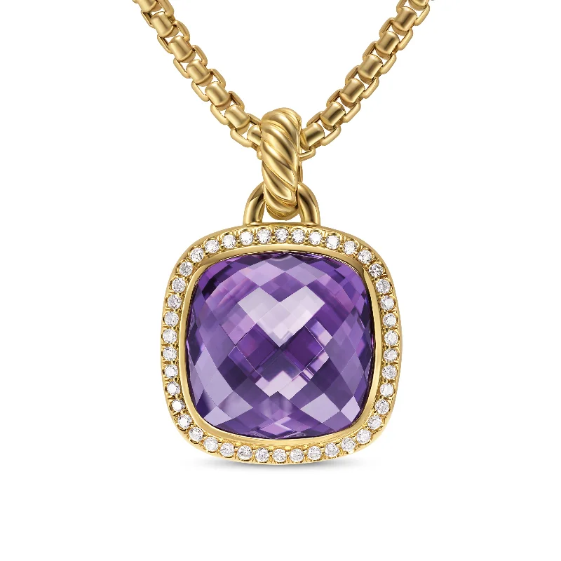 Customized Silver Jewelry For Unique Style Albion® Pendant in 18K Yellow Gold with Amethyst and Diamonds\, 15mm Customized Silver Jewelry For Unique Style Albion® Pendant in 18K Yellow Gold with Amethyst and Diamonds\, 15mm