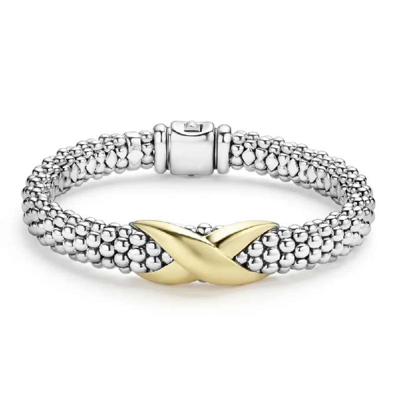 Exclusive Savings On Timeless Jewelry Pieces Lagos Embrace Two-Tone X Caviar Bracelet, 9mm Exclusive Savings On Timeless Jewelry Pieces Lagos Embrace Two-Tone X Caviar Bracelet, 9mm