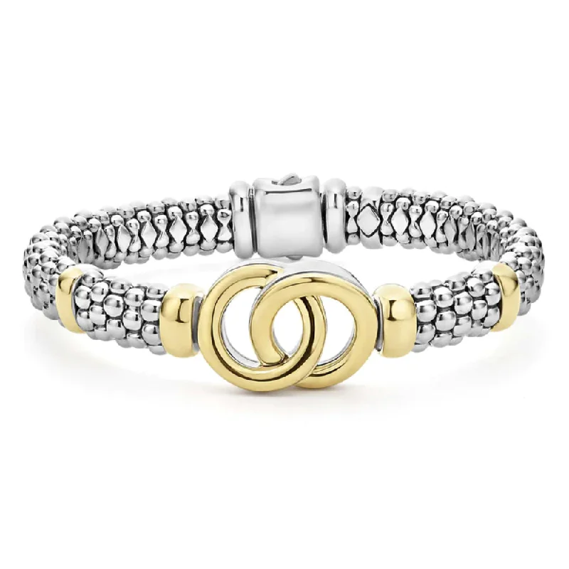 Dazzle With Discounts – Shop Jewelry On Sale Lagos Signature Caviar Two-Tone Interlocking Bracelet, 9mm Dazzle With Discounts – Shop Jewelry On Sale Lagos Signature Caviar Two-Tone Interlocking Bracelet, 9mm