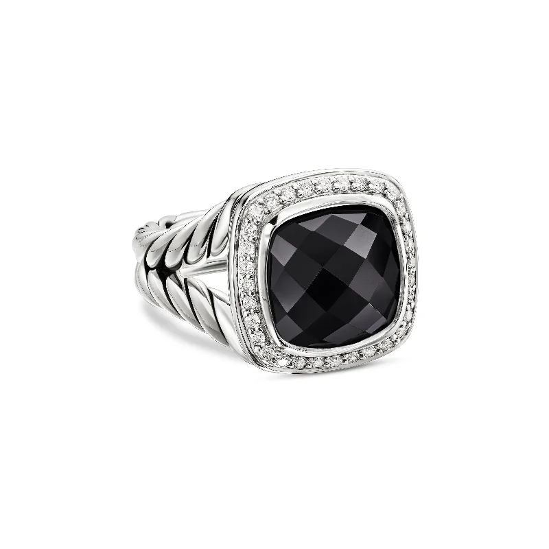 Jewelry Clearance Event – Stock Up Before It's Over Albion® Ring in Sterling Silver with Black Onyx and Diamonds\, 11mm Jewelry Clearance Event – Stock Up Before It's Over Albion® Ring in Sterling Silver with Black Onyx and Diamonds\, 11mm