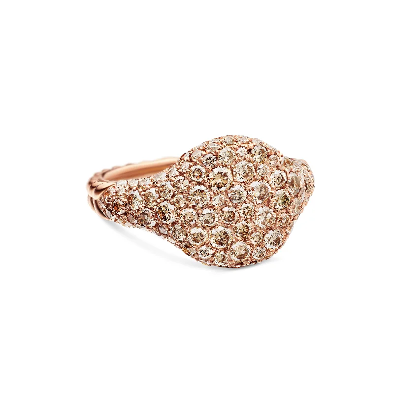 Limited-Time Offer On Premium Jewelry Collections Chevron Pinky Ring in 18K Rose Gold with Cognac Diamonds\, 10mm Limited-Time Offer On Premium Jewelry Collections Chevron Pinky Ring in 18K Rose Gold with Cognac Diamonds\, 10mm