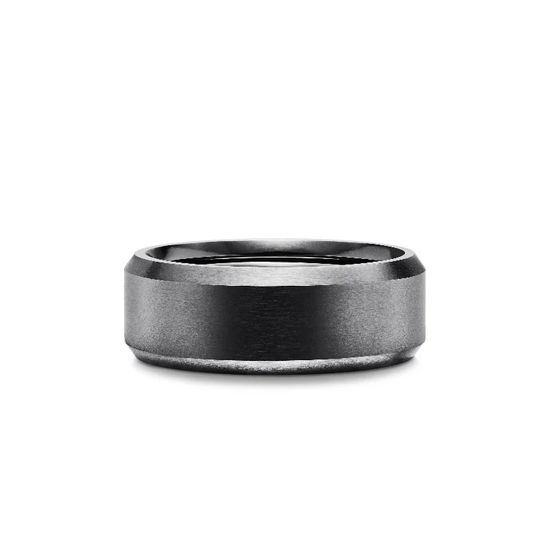 Final Call – Shop Exquisite Jewelry Before It's Gone Streamline® Beveled Band Ring in Black Titanium\, 8.5mm Final Call – Shop Exquisite Jewelry Before It's Gone Streamline® Beveled Band Ring in Black Titanium\, 8.5mm