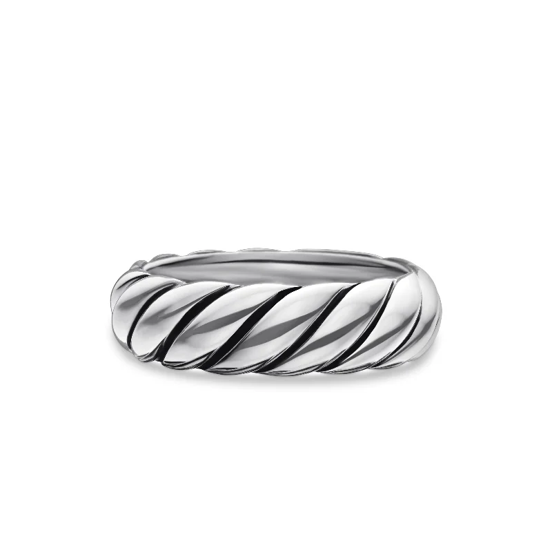 Affordable Luxury Jewelry For Every Occasion Sculpted Cable Band Ring in Sterling Silver\, 6mm Affordable Luxury Jewelry For Every Occasion Sculpted Cable Band Ring in Sterling Silver\, 6mm