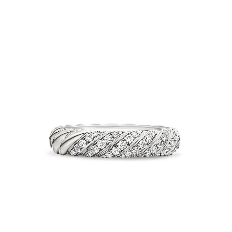 Fine Jewelry, Limited-Time Offers Available Sculpted Cable Band Ring in 18K White Gold with Diamonds\, 4.6mm Fine Jewelry, Limited-Time Offers Available Sculpted Cable Band Ring in 18K White Gold with Diamonds\, 4.6mm