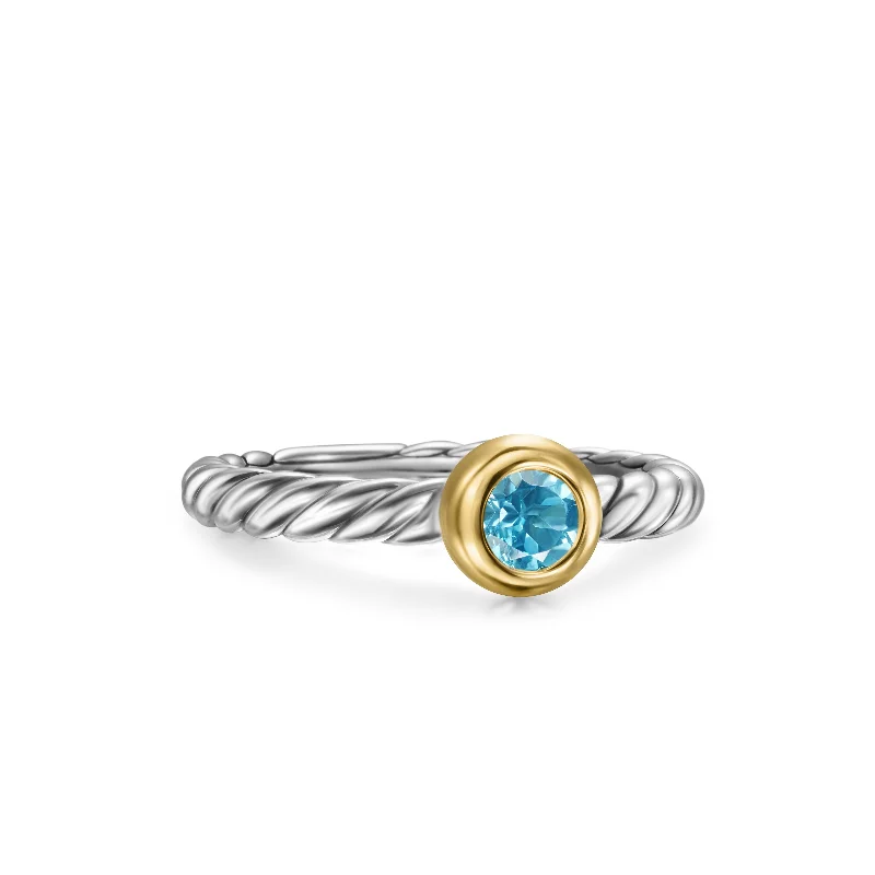 Stunning Jewelry Pieces At The Lowest Prices Ever Petite Cable Ring in Sterling Silver with 14K Yellow Gold and Blue Topaz\, 2.8mm Stunning Jewelry Pieces At The Lowest Prices Ever Petite Cable Ring in Sterling Silver with 14K Yellow Gold and Blue Topaz\, 2.8mm