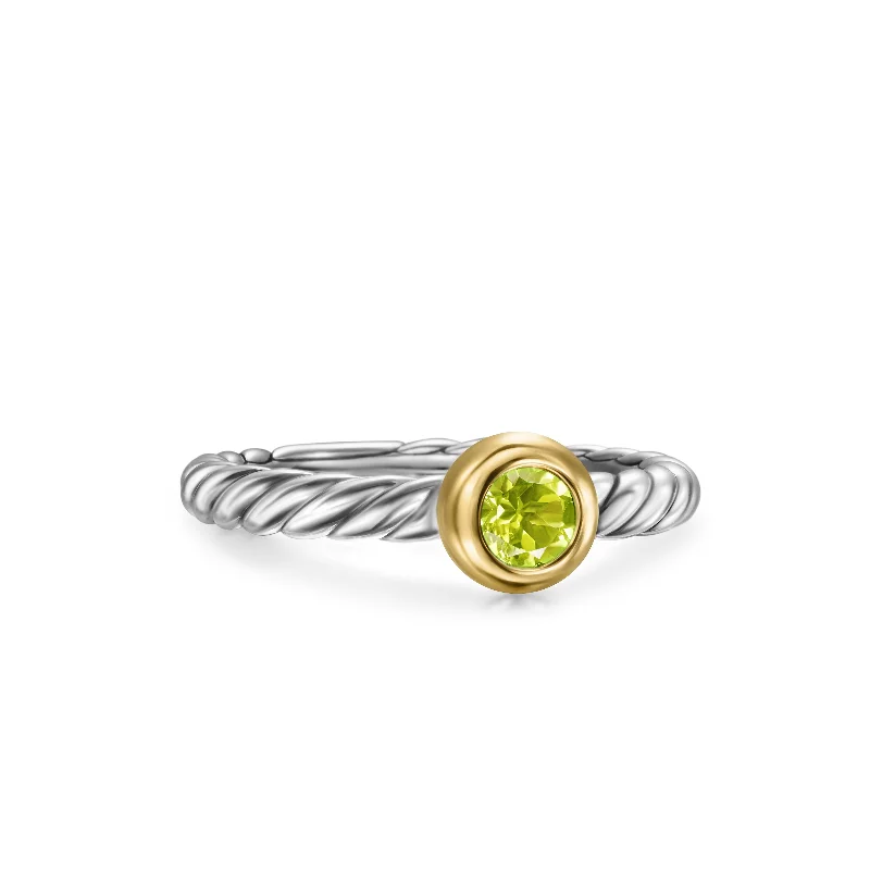 Jewelry Clearance – Final Chance To Save Big Petite Cable Ring in Sterling Silver with 14K Yellow Gold and Peridot\, 2.8mm Jewelry Clearance – Final Chance To Save Big Petite Cable Ring in Sterling Silver with 14K Yellow Gold and Peridot\, 2.8mm