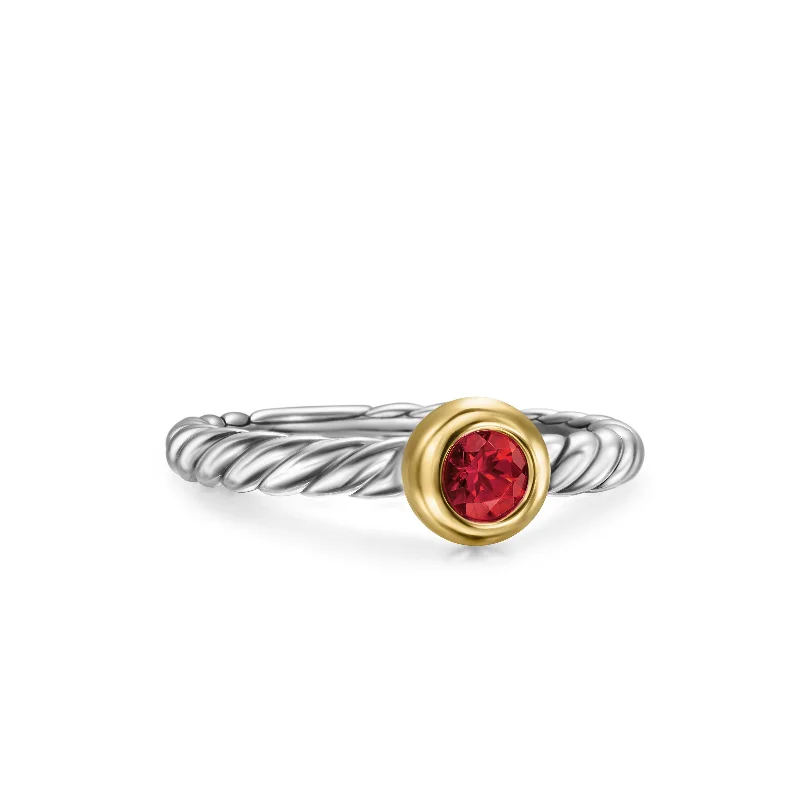 Upgrade Your Jewelry Collection For Less Petite Cable Ring in Sterling Silver with 14K Yellow Gold and Rhodolite Garnet\, 2.8mm Upgrade Your Jewelry Collection For Less Petite Cable Ring in Sterling Silver with 14K Yellow Gold and Rhodolite Garnet\, 2.8mm