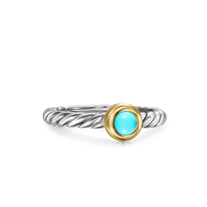 Must-Have Jewelry At Unbelievable Discounts Petite Cable Ring in Sterling Silver with 14K Yellow Gold and Turquoise\, 2.8mm Must-Have Jewelry At Unbelievable Discounts Petite Cable Ring in Sterling Silver with 14K Yellow Gold and Turquoise\, 2.8mm