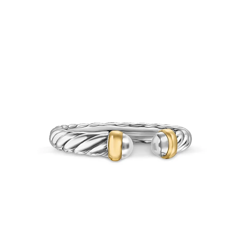 Jewelry Deals That Outshine The Rest Petite Cable Ring in Sterling Silver with 14K Yellow Gold\, 3.4mm Jewelry Deals That Outshine The Rest Petite Cable Ring in Sterling Silver with 14K Yellow Gold\, 3.4mm
