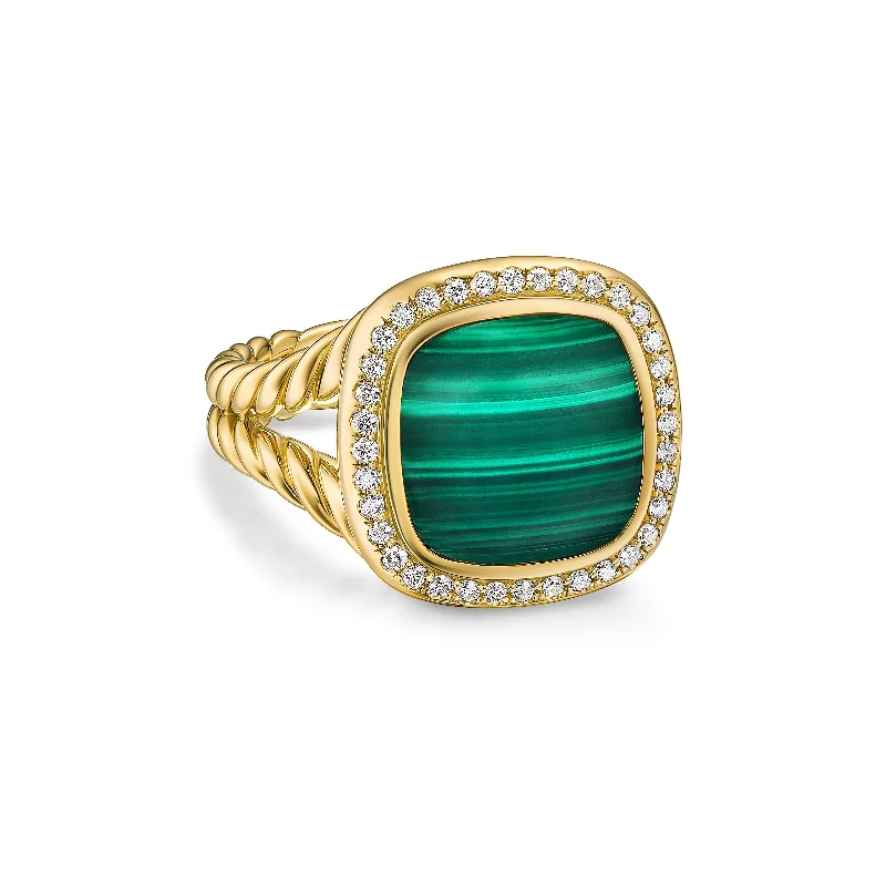 Unbeatable Offers On Luxury And Everyday Jewelry Albion® Ring in 18K Yellow Gold with Malachite and Diamonds\, 11mm Unbeatable Offers On Luxury And Everyday Jewelry Albion® Ring in 18K Yellow Gold with Malachite and Diamonds\, 11mm