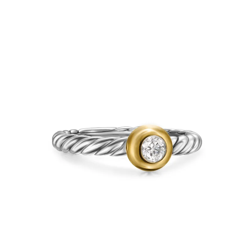 Make Your Outfit Shine With Discounted Jewelry Petite Cable Ring in Sterling Silver with 14K Yellow Gold and Center Diamond\, 2.8mm Make Your Outfit Shine With Discounted Jewelry Petite Cable Ring in Sterling Silver with 14K Yellow Gold and Center Diamond\, 2.8mm