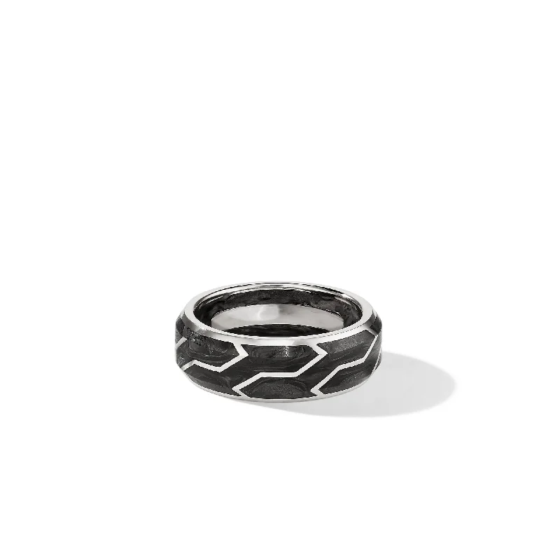 Don't Miss Out – Shop Elegant Jewelry For Less Forged Carbon Band Ring in 18K White Gold\, 8.5mm Don't Miss Out – Shop Elegant Jewelry For Less Forged Carbon Band Ring in 18K White Gold\, 8.5mm