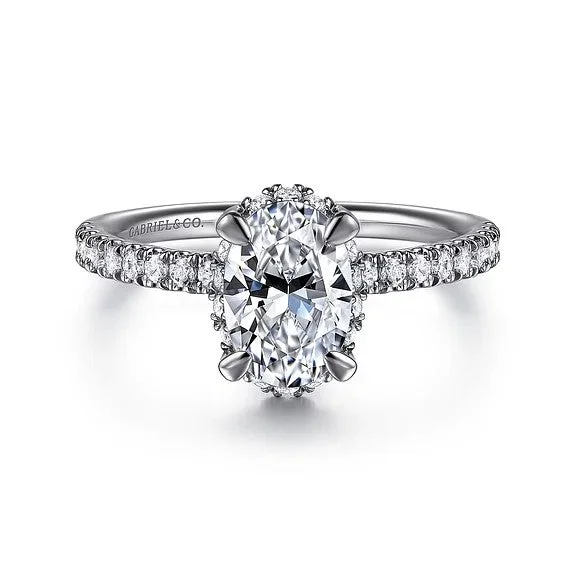 Shop Fine Jewelry With Amazing Deals Suede - 14K White Gold Oval Hidden Halo Diamond Engagement Ring (Setting Only) Shop Fine Jewelry With Amazing Deals Suede - 14K White Gold Oval Hidden Halo Diamond Engagement Ring (Setting Only)