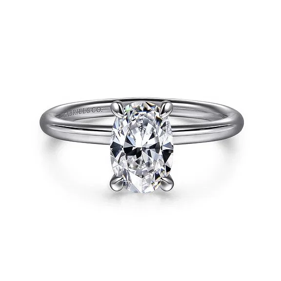 Personalized Jewelry At Special Discount Rates Tiana - 14K White Gold Oval Solitaire Diamond Engagement Ring (Setting Only) Personalized Jewelry At Special Discount Rates Tiana - 14K White Gold Oval Solitaire Diamond Engagement Ring (Setting Only)